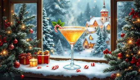 A nostalgic gingerbread martini, evoking holiday cheer and warmth