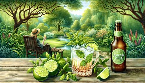 Enjoying a Southern Mule cocktail in a garden setting